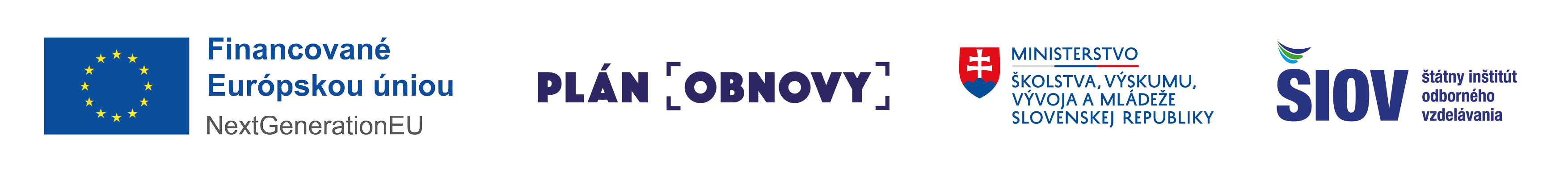 Financované Európskou úniou, NextGenerationEU, Plán obnovy, Ministerstvo školstva a SIOV